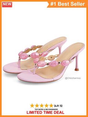 Jeweled Thong Kitten Heel Flip Flop Sandals Slip On Dress Slides